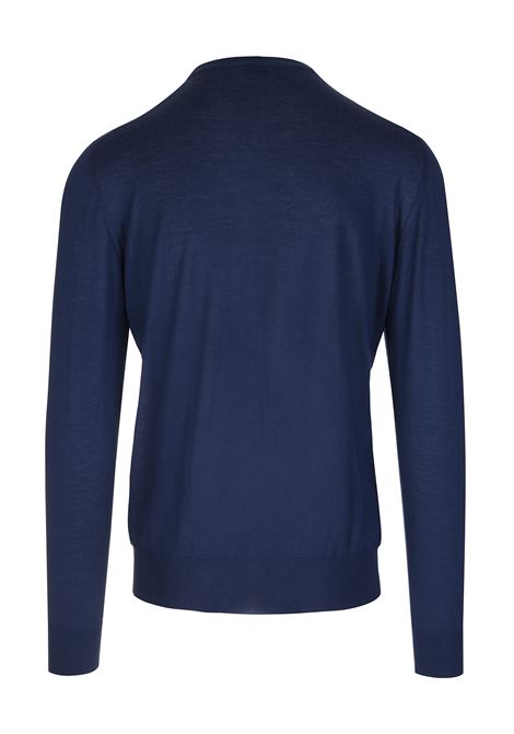 FEDELI Pullover Girocollo Uomo In Cashmere Blu - FEDELI