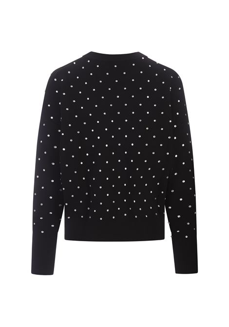 RABANNE Pullover Nero Con Cristalli All-Over - RABANNE