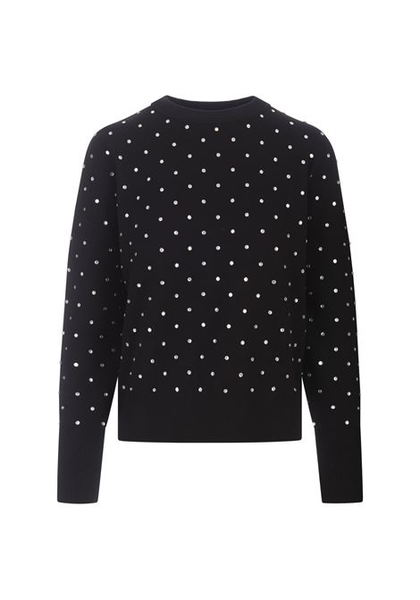RABANNE Pullover Nero Con Cristalli All-Over - RABANNE