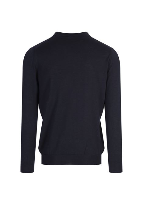 KITON Pullover Scollo A V In Seta E Cashmere Blu - KITON