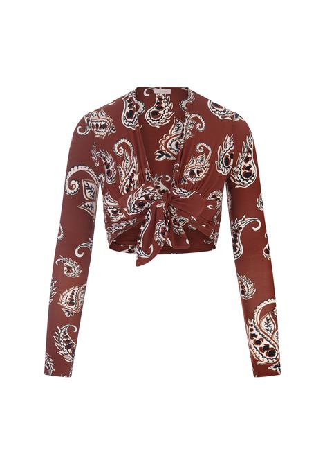 RABANNE Top Crop Rosso Stampato Con Nodo - RABANNE