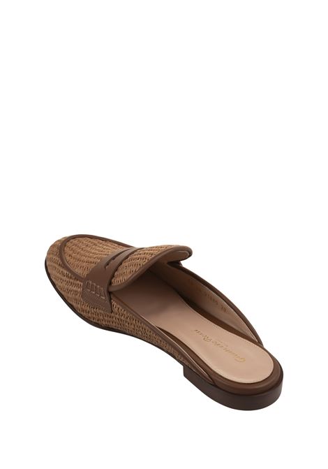 GIANVITO ROSSI Sabot Florio In Rafia Intrecciata Marrone - GIANVITO ROSSI