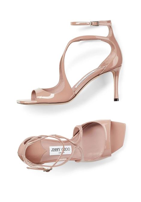 JIMMY CHOO Sandali Azia 75 In Pelle Verniciata Rosa Pastello - JIMMY CHOO
