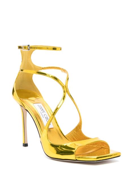 JIMMY CHOO Sandali Azia 95 In Pelle Metallizzata Liquida Citrino - JIMMY CHOO