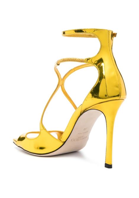 JIMMY CHOO Sandali Azia 95 In Pelle Metallizzata Liquida Citrino - JIMMY CHOO