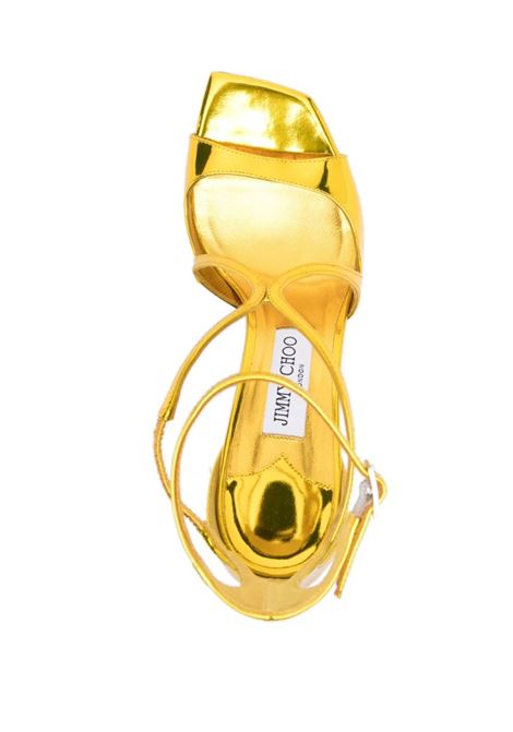 JIMMY CHOO Sandali Azia 95 In Pelle Metallizzata Liquida Citrino - JIMMY CHOO