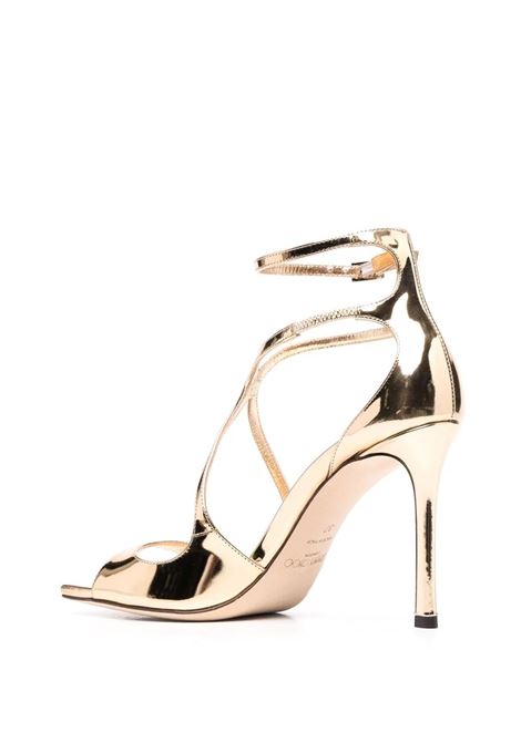JIMMY CHOO Sandali Azia 95 In Pelle Metallizzata Liquida Oro - JIMMY CHOO