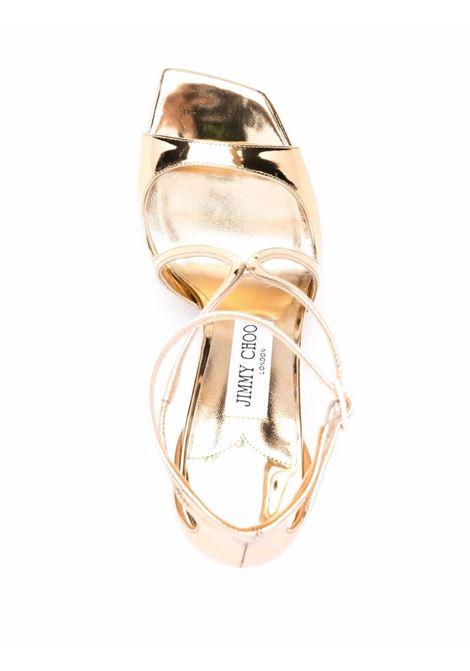 JIMMY CHOO Sandali Azia 95 In Pelle Metallizzata Liquida Oro - JIMMY CHOO