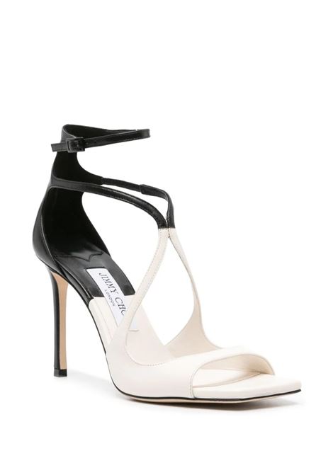 JIMMY CHOO Sandali Azia In Nappa Patchwork Nera E Bianco Latte - JIMMY CHOO