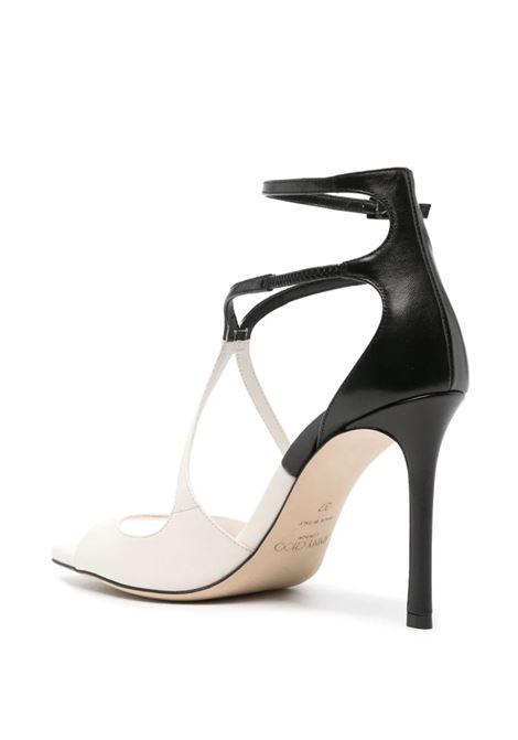 JIMMY CHOO Sandali Azia In Nappa Patchwork Nera E Bianco Latte - JIMMY CHOO