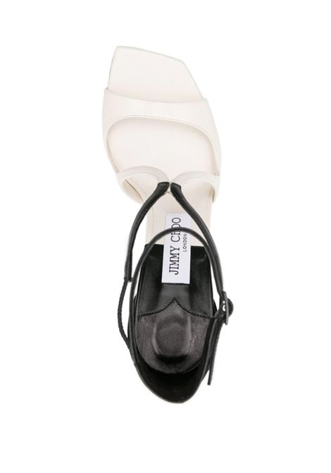 JIMMY CHOO Sandali Azia In Nappa Patchwork Nera E Bianco Latte - JIMMY CHOO