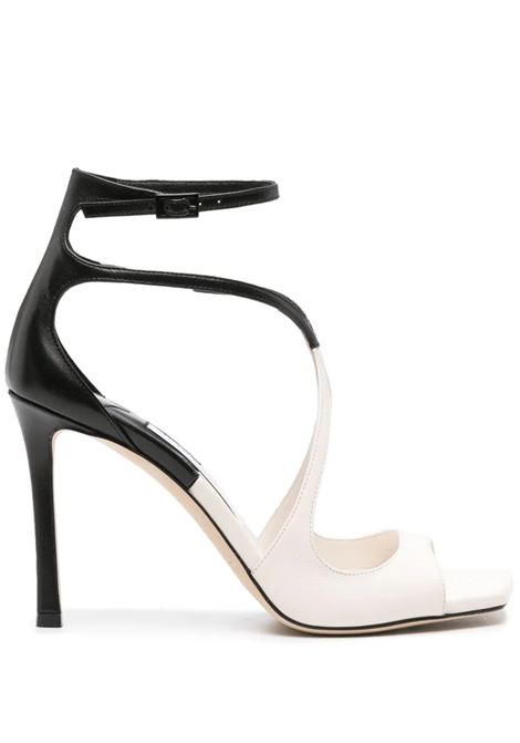 JIMMY CHOO Sandali Azia In Nappa Patchwork Nera e Bianco Latte - JIMMY CHOO