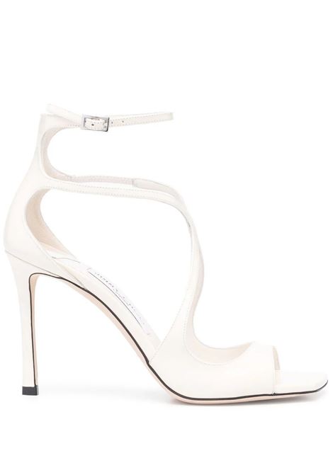 JIMMY CHOO Sandali Azia In Pelle Verniciata Bianco Latte - JIMMY CHOO
