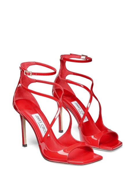 JIMMY CHOO Sandali Azia In Pelle Verniciata Rossa - JIMMY CHOO
