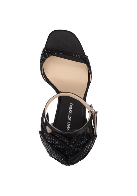 ERMANNO SCERVINO Sandali In Raso Nero Con Cristalli E Dettaglio Fiore - ERMANNO SCERVINO