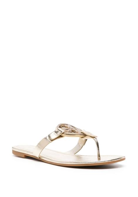 TORY BURCH Sandali Miller In Pelle Metallizzata Oro Con Pavé - TORY BURCH