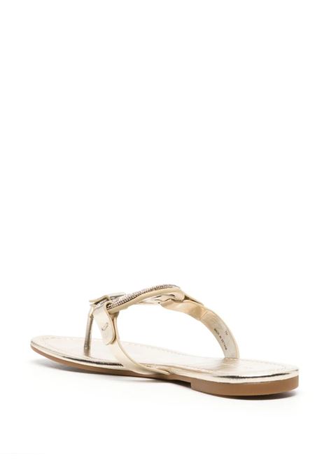 TORY BURCH Sandali Miller In Pelle Metallizzata Oro Con Pavé - TORY BURCH