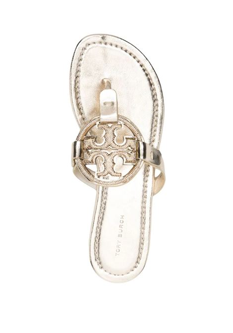 TORY BURCH Sandali Miller In Pelle Metallizzata Oro Con Pavé - TORY BURCH