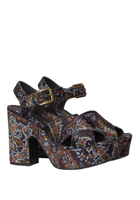 ETRO Sandali Platform In Velluto Nero Stampato - ETRO