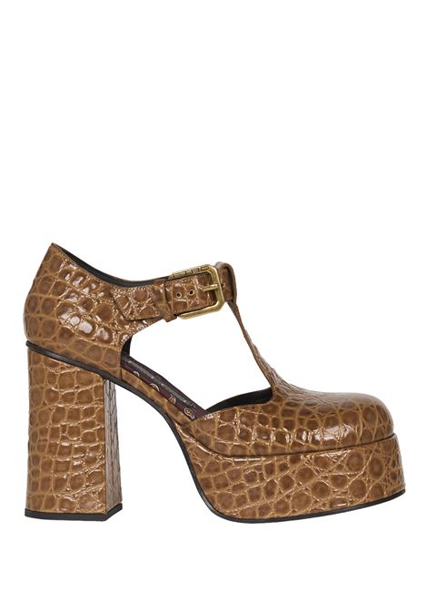 ETRO Sandali Platform Mary Jane In Pelle Stampata Marrone Chiaro - ETRO