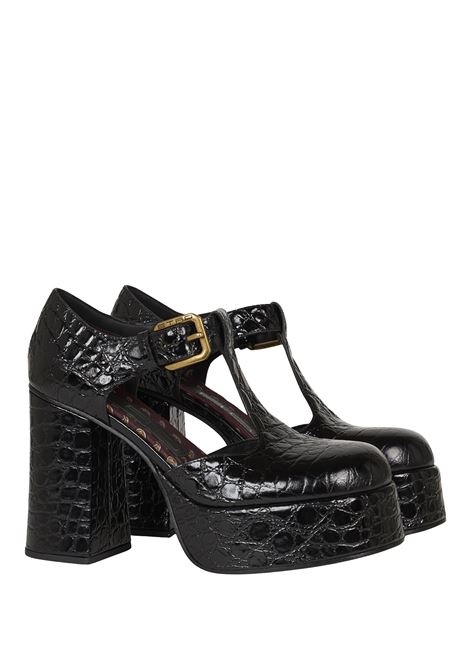 ETRO Sandali Platform Mary Jane In Pelle Stampata Nera - ETRO
