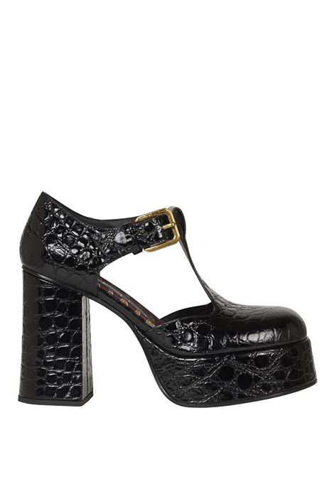 ETRO Sandali Platform Mary Jane In Pelle Stampata Nera - ETRO