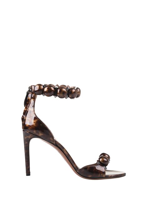 ALAIA Sandalo Bombe 90 In Pelle Stampa Tartaruga Marrone - ALAIA