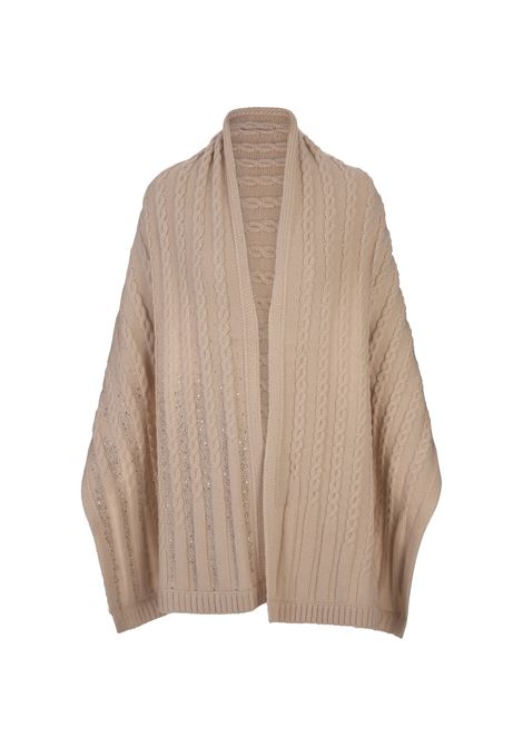 ERMANNO SCERVINO Sciarpa Beige Con Trecce e Cristalli - ERMANNO SCERVINO