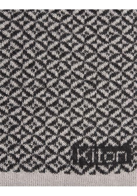 KITON Sciarpa In Cashmere Nero Con Motivo Jacquard - KITON