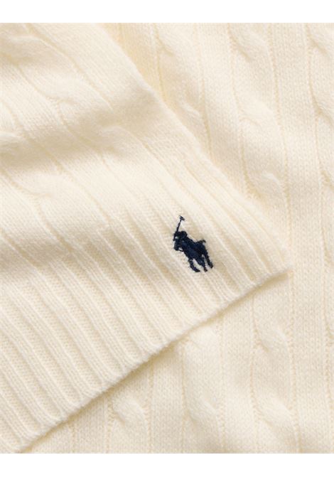 RALPH LAUREN Sciarpa In Lana E Cashmere A Trecce Bianca - RALPH LAUREN