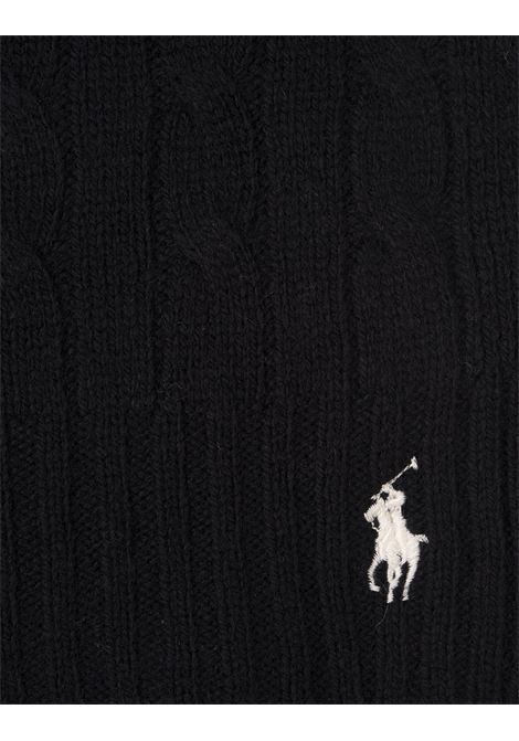 RALPH LAUREN Sciarpa In Lana E Cashmere A Trecce Nera - RALPH LAUREN