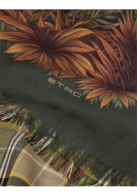 ETRO Sciarpa In Lana E Cashmere Verde Stampata - ETRO