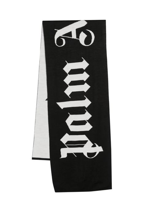 PALM ANGELS Sciarpa Reversibile Nero e Bianco Con Logo - PALM ANGELS