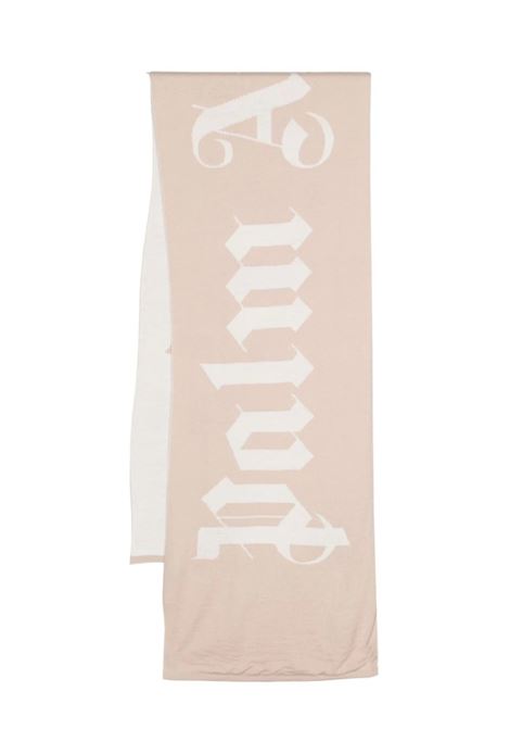 PALM ANGELS Sciarpa Reversibile Rosa e Bianco Con Logo - PALM ANGELS