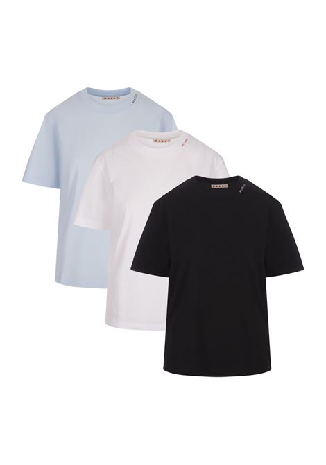 MARNI Set di 3 T-Shirt In Nero/Bianco/Azzurro - MARNI