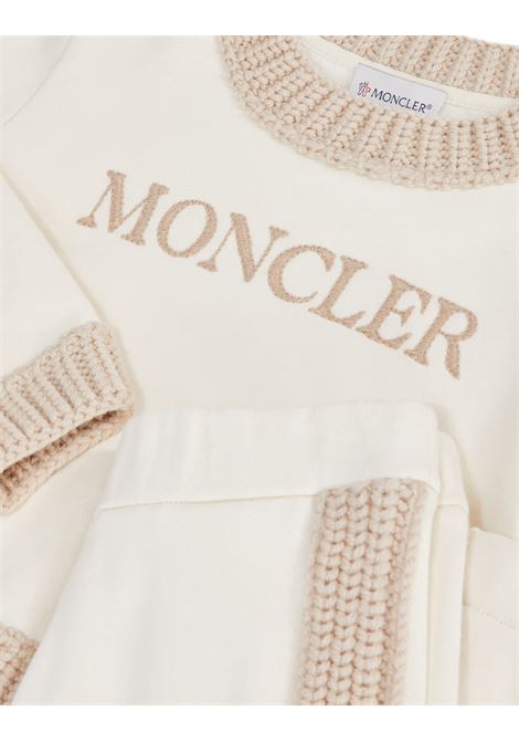 MONCLER ENFANT Set Sportivo Bianco Con Logo E Orli In Maglia - MONCLER ENFANT