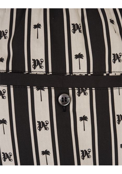 PALM ANGELS Shorts A Righe Con Palme E Motivo Monogram - PALM ANGELS