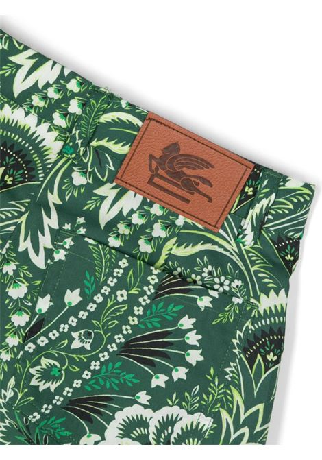 ETRO KIDS Shorts In Denim Verde Con Motivo Paisley - ETRO KIDS