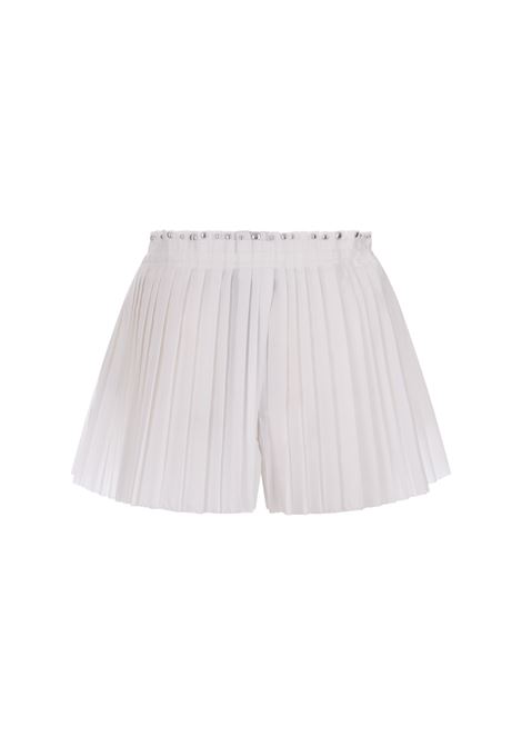 RABANNE Shorts Plissettati Bianchi Con Borchie - RABANNE