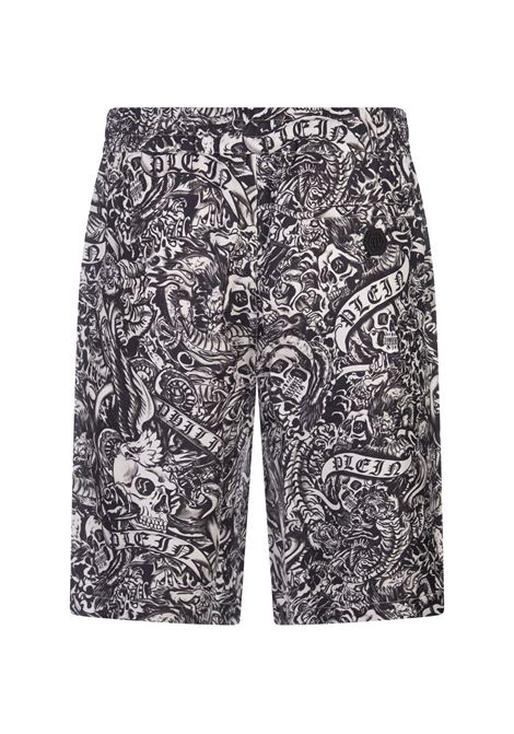 PHILIPP PLEIN Silk Cool Kid Shorts Tattoo - PHILIPP PLEIN