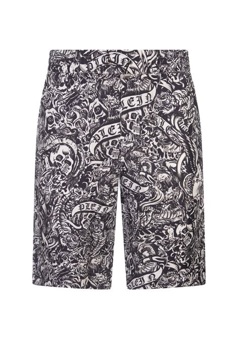 PHILIPP PLEIN Silk Cool Kid Shorts Tattoo - PHILIPP PLEIN