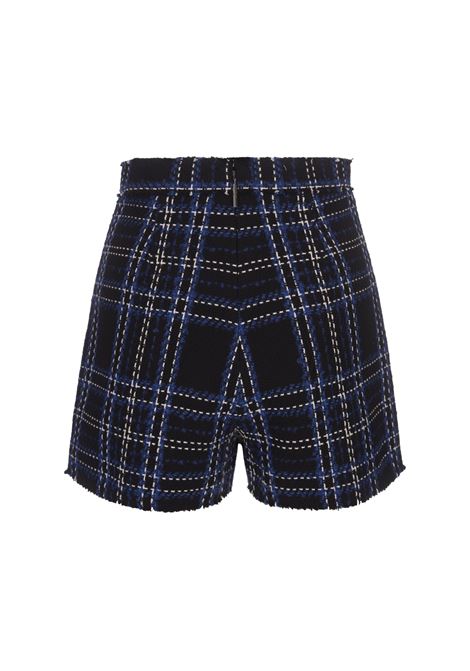 MSGM Skort In Tessuto Nero Con Motivo Check Blu - MSGM