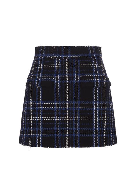 MSGM Skort In Tessuto Nero Con Motivo Check Blu - MSGM