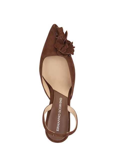 ERMANNO SCERVINO Slingback A Punta In Pelle Scamosciata Marrone - ERMANNO SCERVINO
