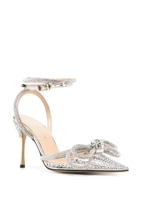 MACH & MACH Slingback Double Bow 100 Mm Gold Con Cristalli - MACH & MACH