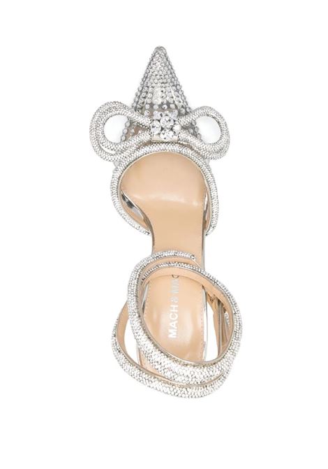 MACH & MACH Slingback Double Bow 100 Mm Gold Con Cristalli - MACH & MACH