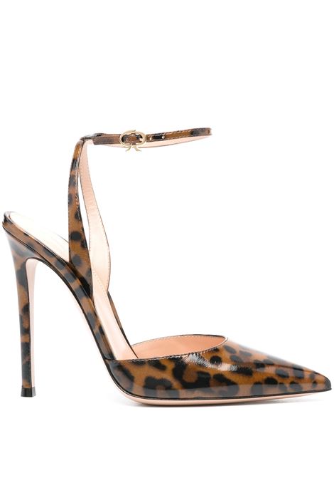 GIANVITO ROSSI Slingbacks Cara In Pelle Leopardata - GIANVITO ROSSI