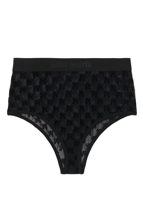 PALM ANGELS Slip A Vita Alta Nero Con Monogramma - PALM ANGELS