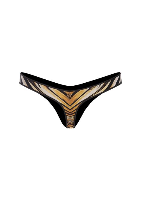 ROBERTO CAVALLI Slip Bikini Con Stampa Ray Of Gold - ROBERTO CAVALLI