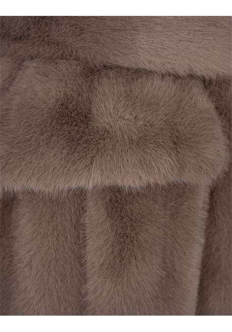 PAROSH Smanicato Lungo Patosh In Ecopelliccia Marrone - PAROSH